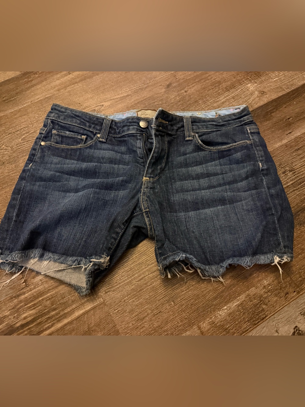 Paige Dark Wash Denim Cutoff Shorts - Women's